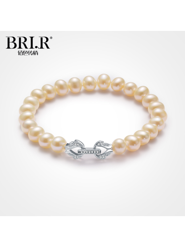 佰色传情强光天然淡水珍珠手链首饰气质简约女友礼物