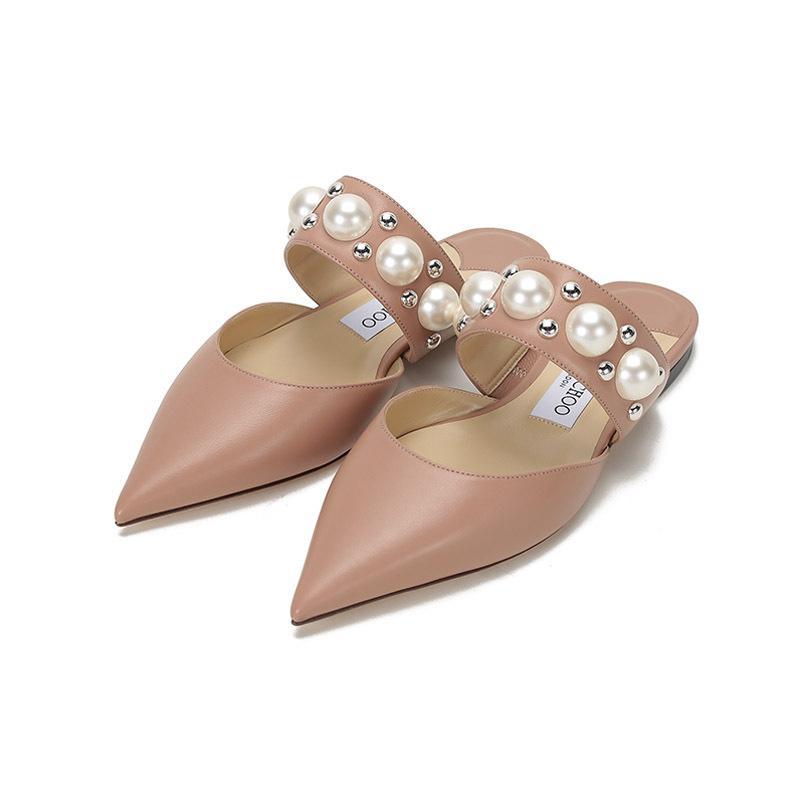 周仰杰 JIMMY CHOO 女士 皮革尖头穆勒鞋平底鞋BASETTE FLAT ABH 211