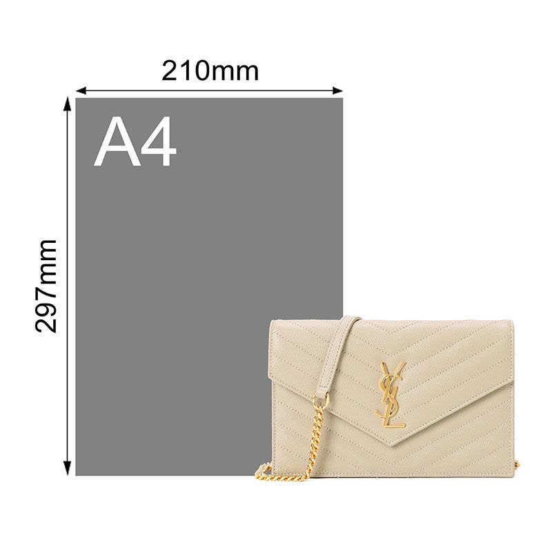 预售 圣罗兰 YSL MONOGRAM 信封包 字母LOGO鱼子酱纹 女士单肩包 393953金链图片