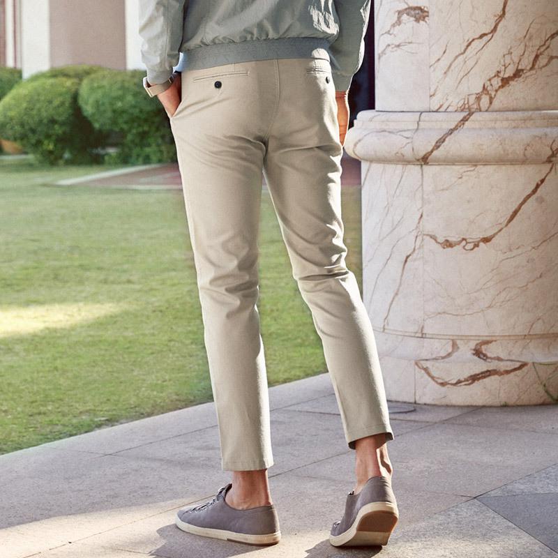 千纸鹤男士九分裤2019春季韩版时尚休闲修身小脚裤子男70135