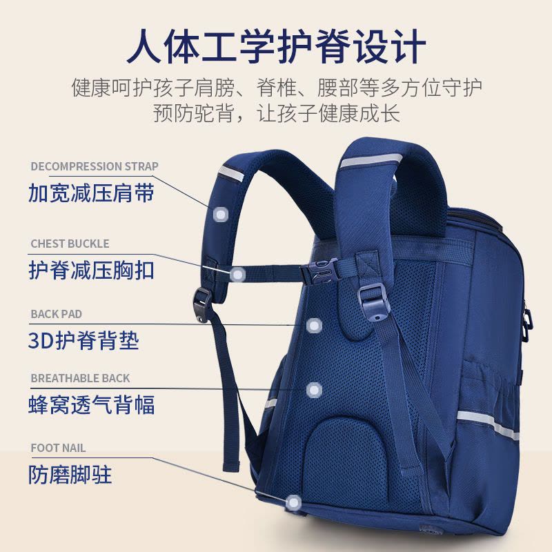 新款邵东工厂儿童小学生书包护脊防水牛津布大容量双肩包男女图片