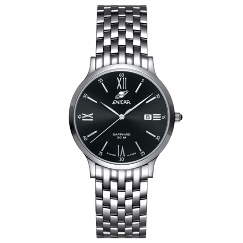 英纳格(enicar)石英纳米系列时尚简约休闲商务钢带石英男士手表255/30
