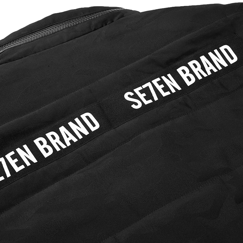 柒牌SEVEN男装中长款棉服时尚拼接字母几何印花休闲潮流外套