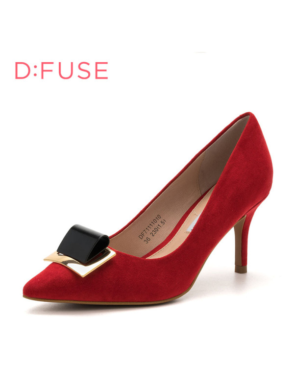 ST&SAT/星期六旗下绒面羊皮革尖头浅口高跟女鞋优雅单鞋DF71111010