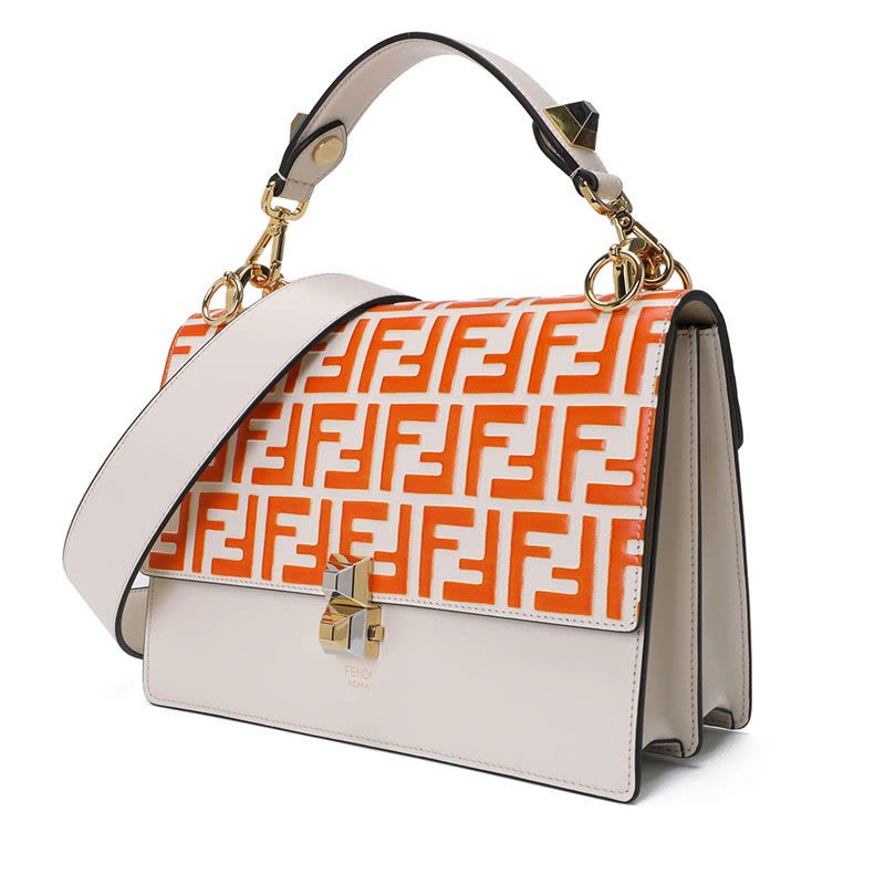 FENDI/芬迪 女包FF压花拼接KAN I手拎单肩包 8BT283 24.5x18x9.5CM图片