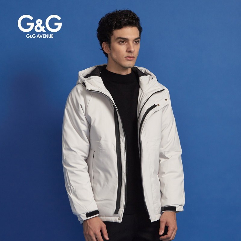 G＆G 男士冬季2018短款白色羽绒服男韩版潮流帅气休闲青少年夹克