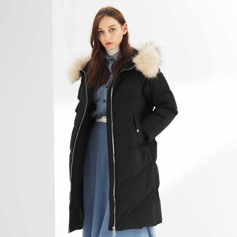 波司登outlets奥莱女貉子毛领中长款保暖防寒新款羽绒服