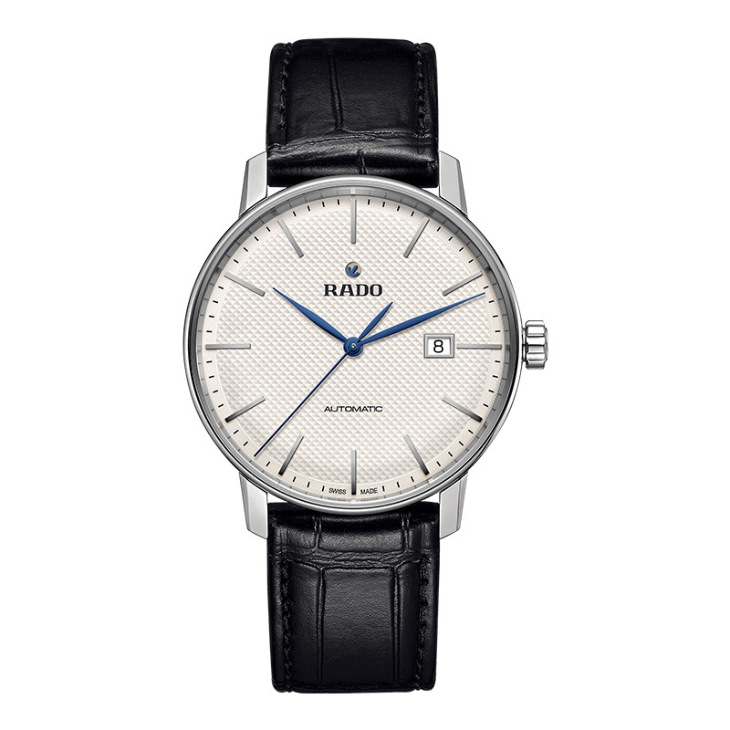 雷达(RADO)瑞士手表 晶璨经典系列 商务休闲简约自动机械男表 41mm白盘黑皮带 R22876015