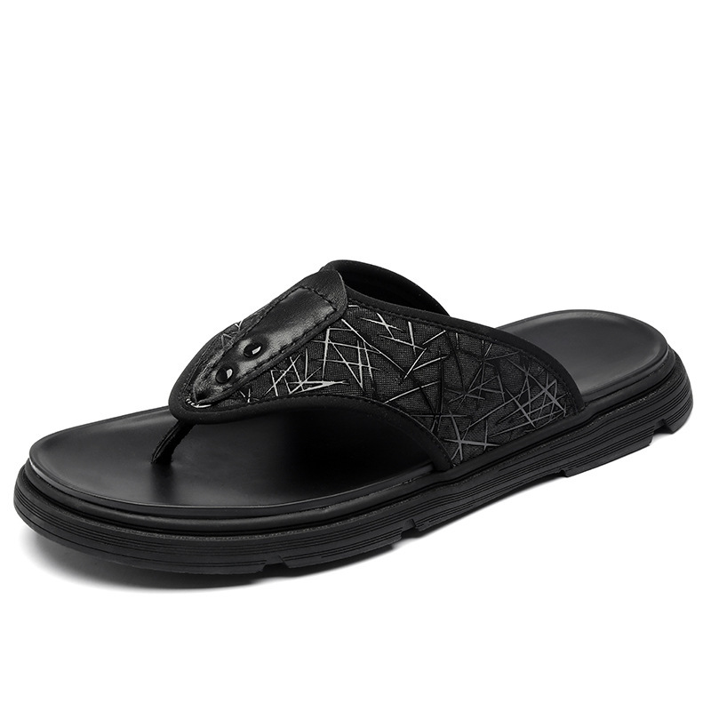 策霸夏季新款男拖鞋透气男士凉鞋2020户外百搭厚底沙滩鞋人字沙滩凉拖