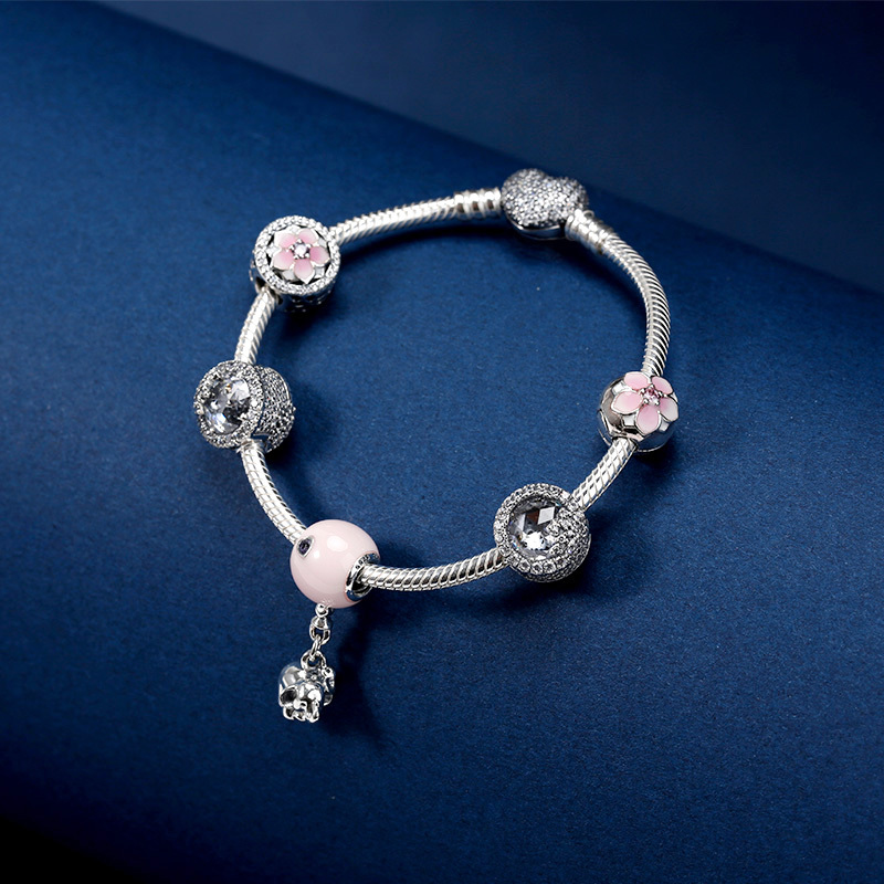 pandora潘多拉女款木兰花系列爱影随行diy串珠手链组套