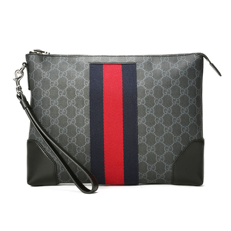 预订 GUCCI 男士手拿包 GG条纹织带 523603