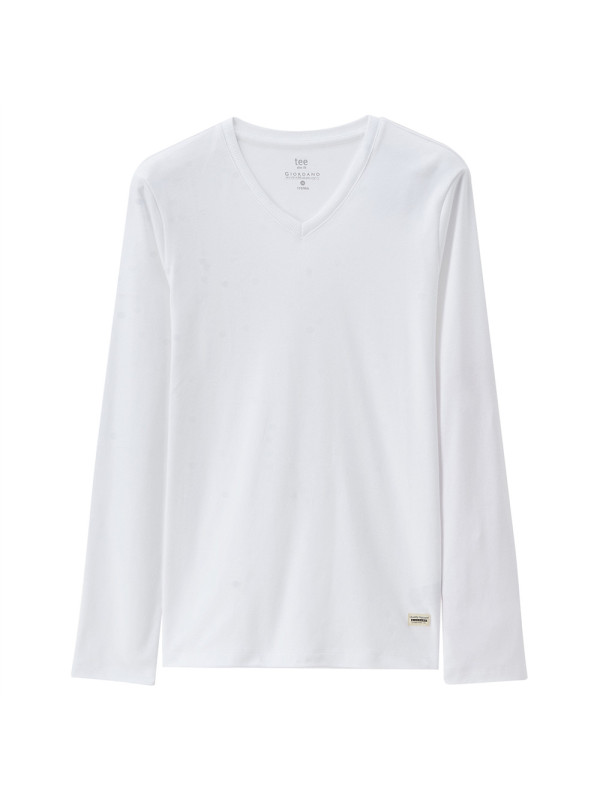 佐丹奴T恤男装厚实磨毛纯棉V领长袖T恤01028671