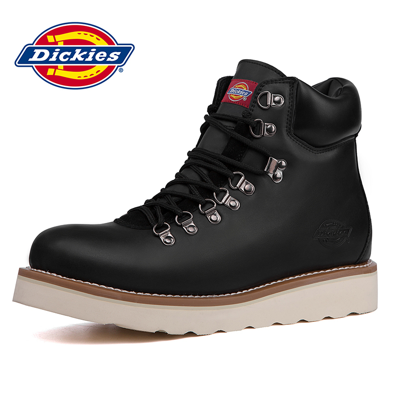 Dickies男鞋2018秋冬高帮工装靴子男真皮厚底耐磨英伦潮流鞋男