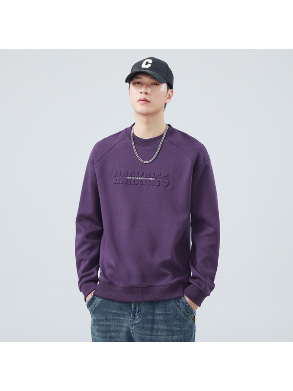 |早秋日系字母印花设计感男士圆领长袖打底款卫衣韩版套头