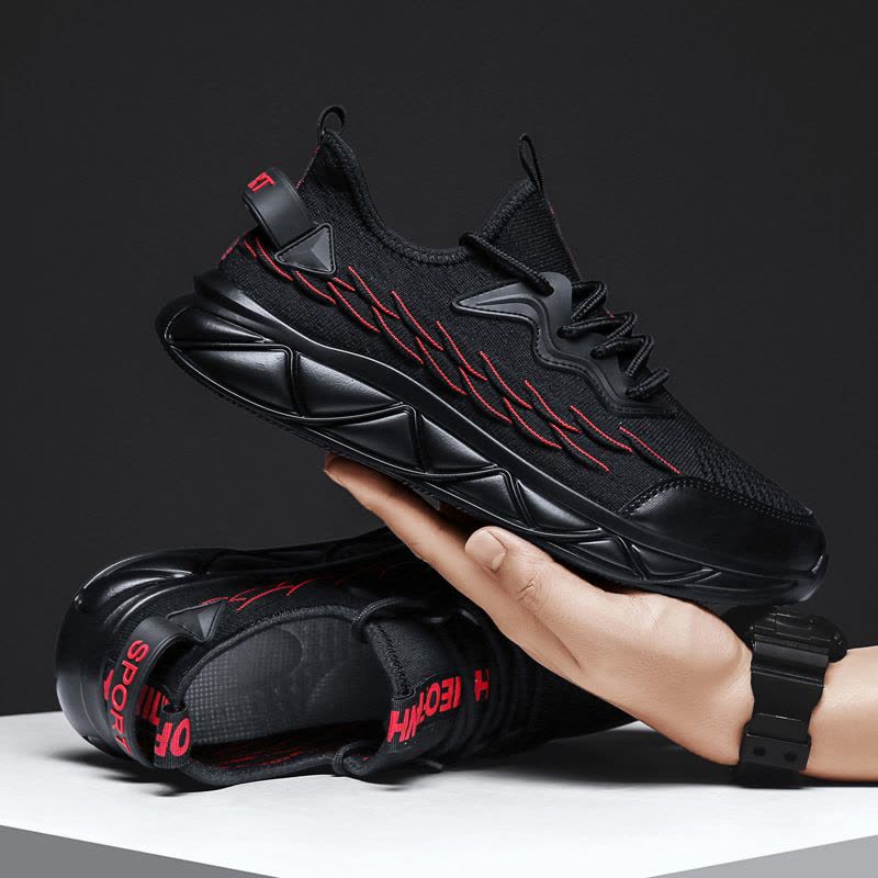 Ceba街头日常飞织透气休闲鞋2022春季男鞋个性鱼鳞片运动鞋青年椰子鞋图片