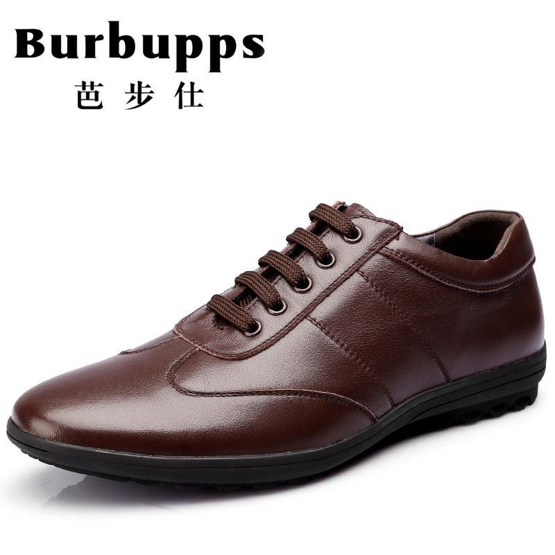法国品牌Burbupps芭步仕新款真皮商务休闲鞋 男士系带舒适男鞋耐磨低帮牛皮鞋子男