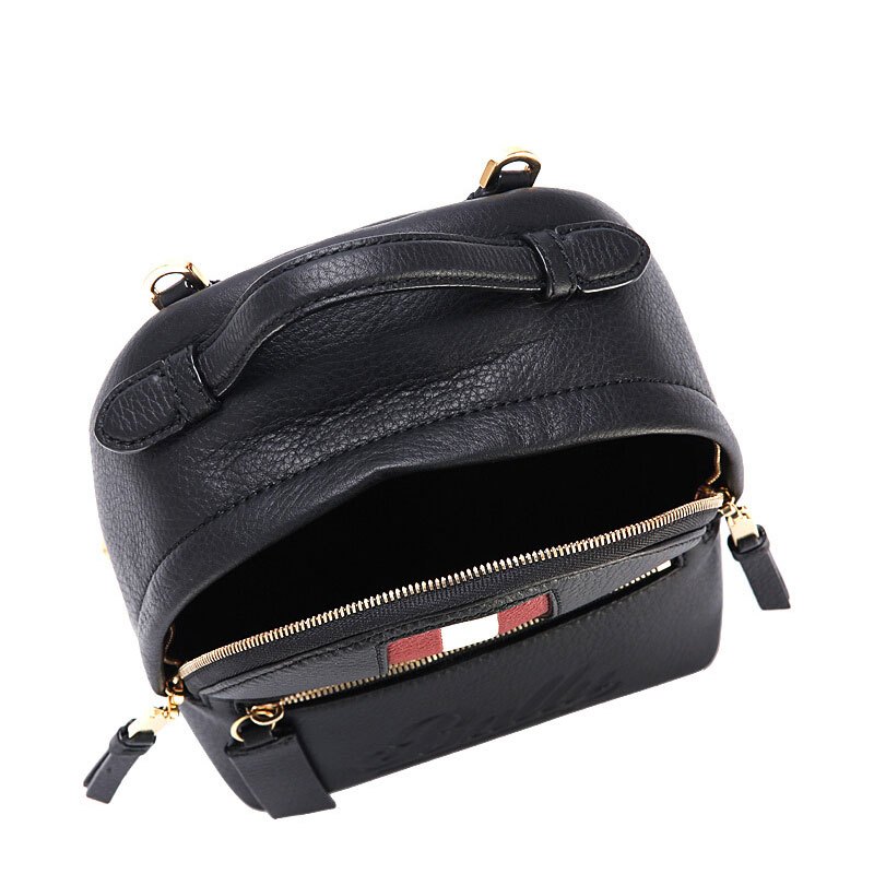 BALLY/巴利 女士黑色拉链红白条拼接双肩包6224413