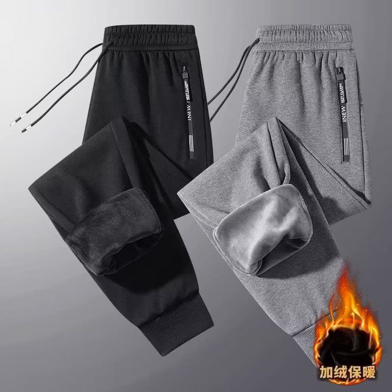 运动裤男秋冬季新款加绒加厚韩版大码拉链休闲裤图片