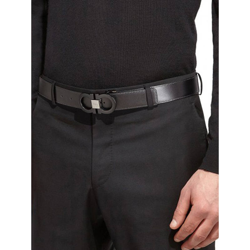 Ferragamo 菲拉格慕 皮带 黑色牛皮板扣logo箱包配件腰带110 CM 679535 064455