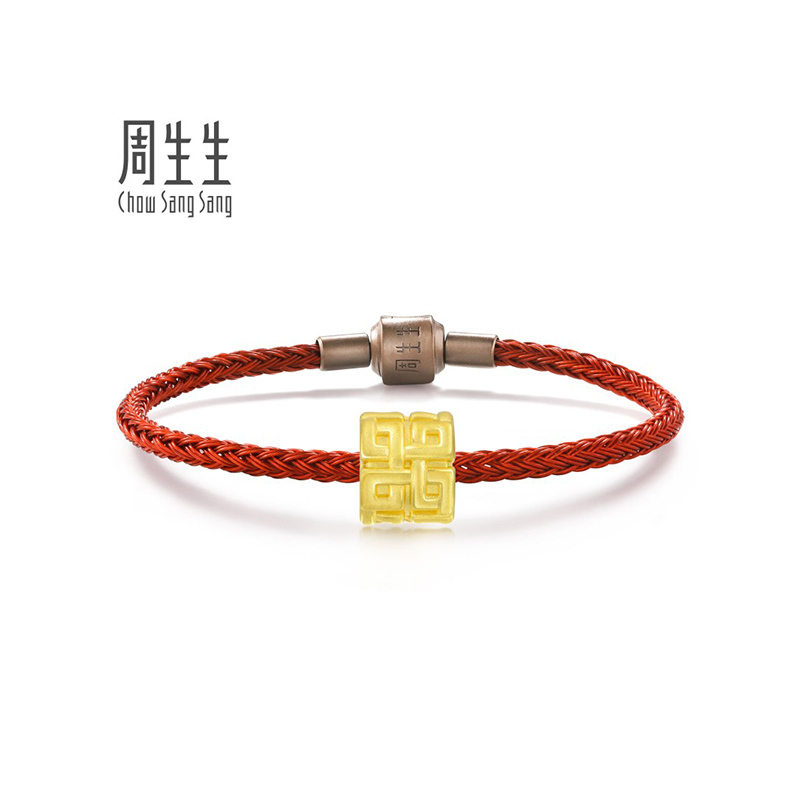 周生生(CHOW SANG SANG)金足金Charme串珠系列方胜纹转运珠 定价