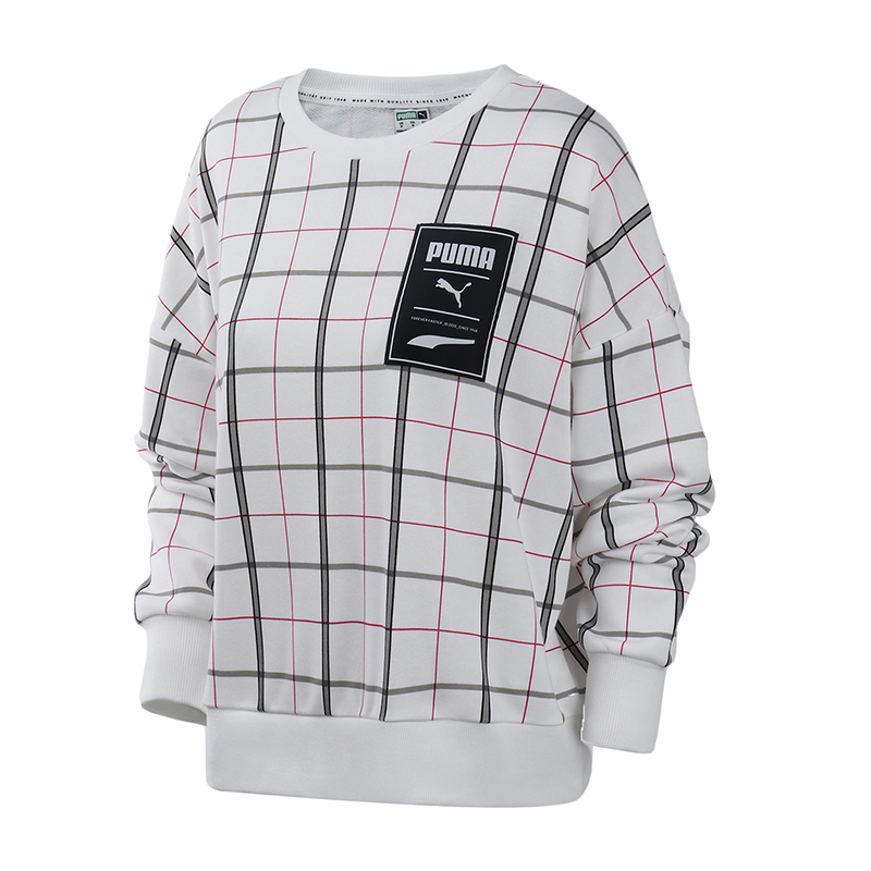 PUMA彪马2020新款女装运动服刘雯同款休闲复古格纹百搭卫衣597892