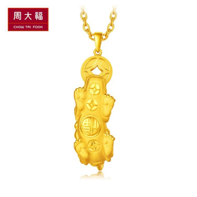 周大福珠宝首饰貔貅足金黄金坠计价F208611