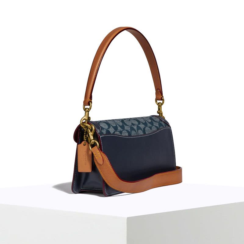COACH\蔻驰 CHAMBRAY TABBY 通勤肩背手提单肩包 C扣牛仔 26*15*7.5CM织物\牛皮革图片
