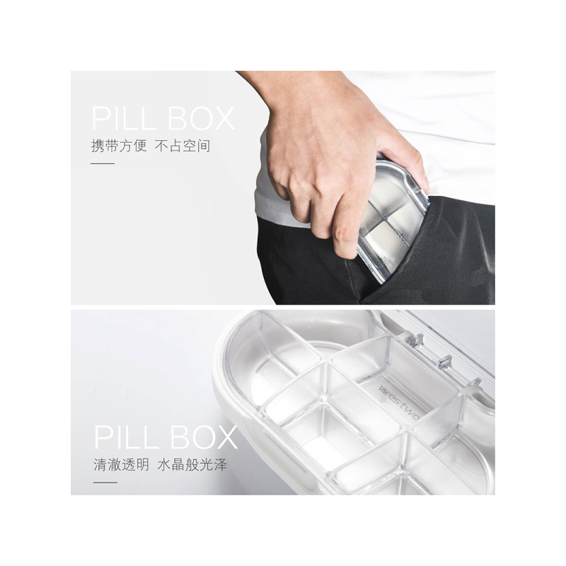 金隆兴（Glosen）小药盒便携式分装药盒一周旅行药品收纳药盒随身迷你密封薬盒