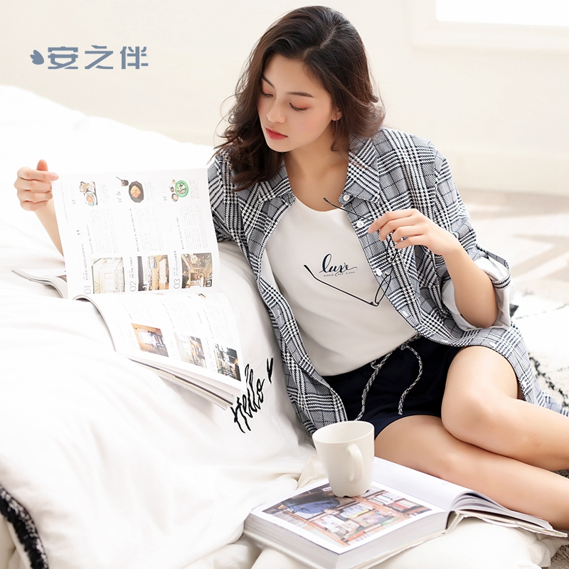 安之伴特卖棉质长袖睡衣女秋春夏衬衫睡裙休闲家居服可外穿中长款
