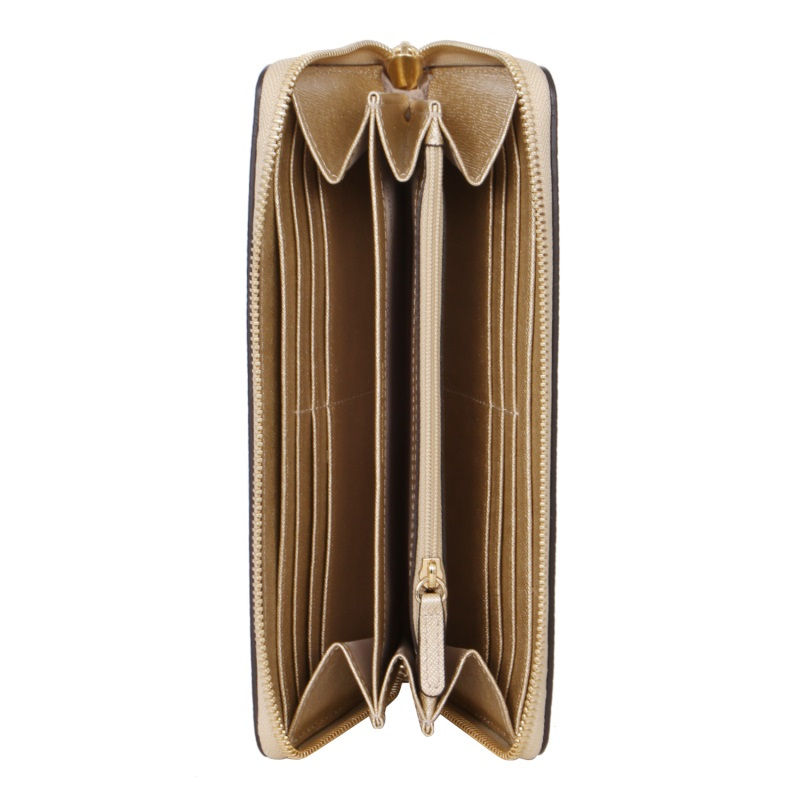 michaelkors女士金黄色皮质长款拉链钱包32t7mm9e3mpalegold