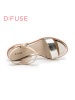 D：Fuse/迪芙斯牛漆皮露趾粗跟色拼接舒适女鞋凉鞋DF62111103