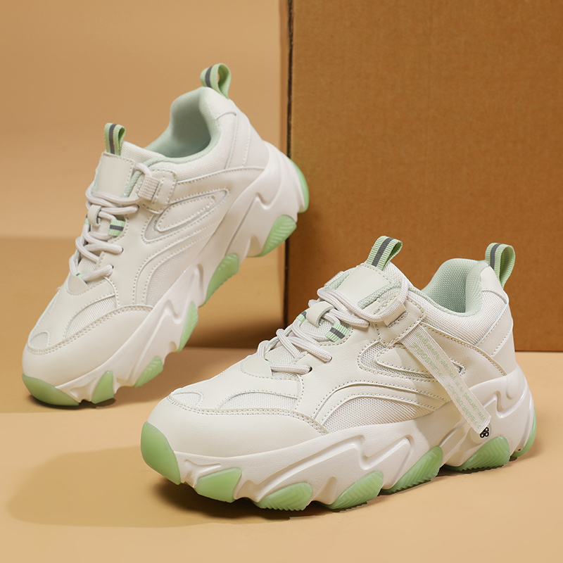 木林森女鞋新款时尚健身跑步鞋女士厚底增高透气运动鞋子潮流老爹鞋女