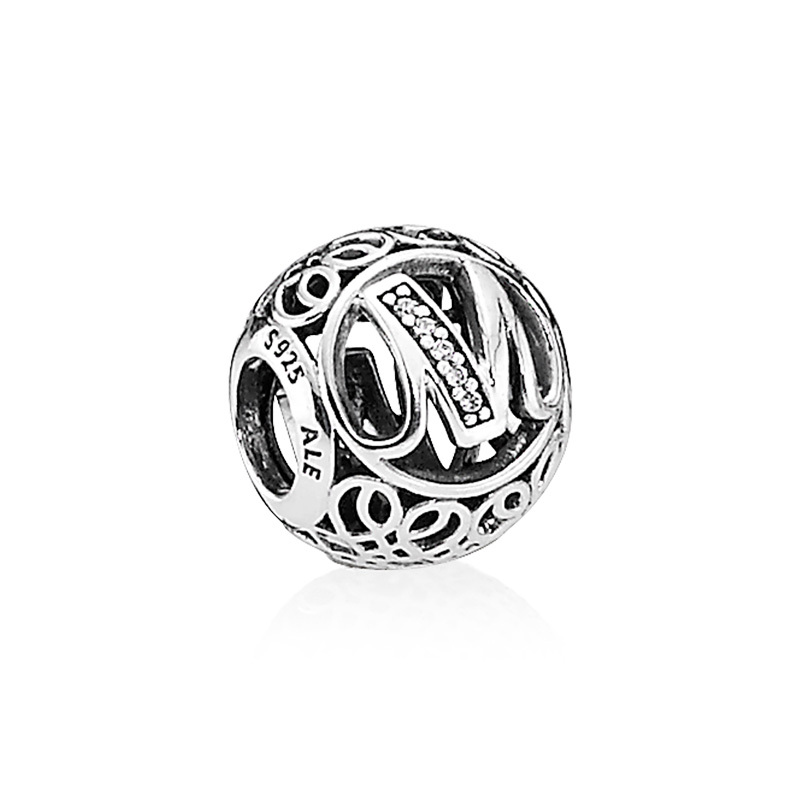 PANDORA潘多拉 复古字母M 925银串饰 791857CZ