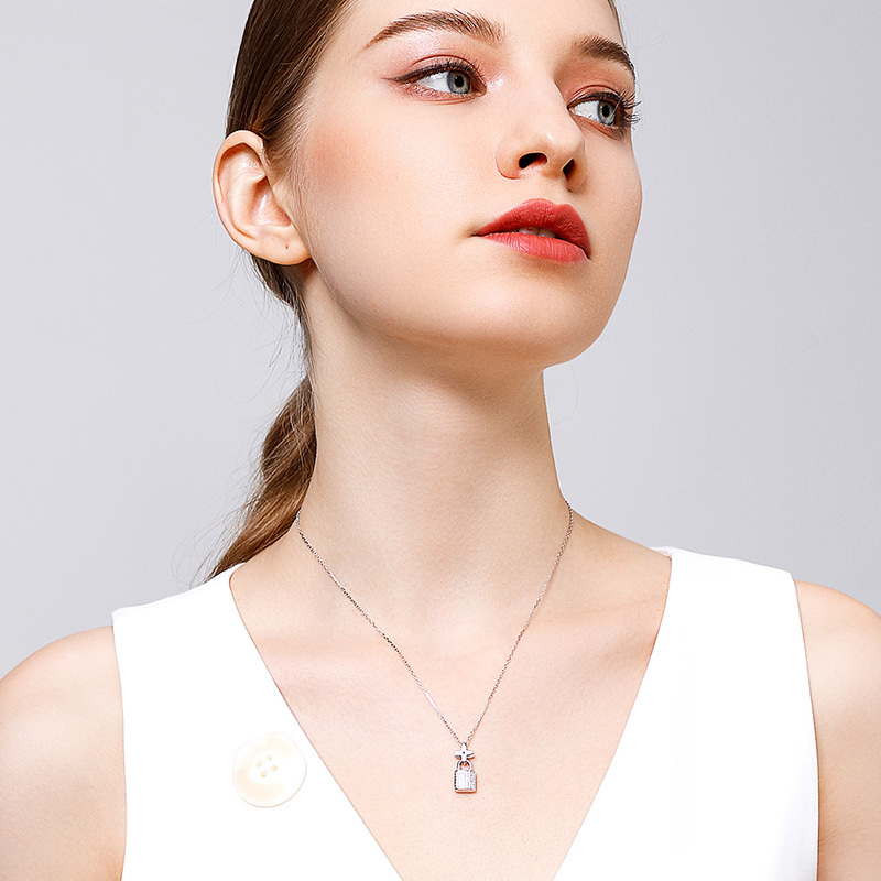 佰色传情brir爱之心锁项链925纯银小众设计感锁骨链