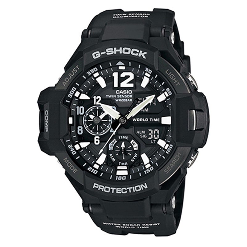 CASIO卡西欧 石英表 男G-SHOCK航空系列双显户外运动多功能男士手表GA-1100
