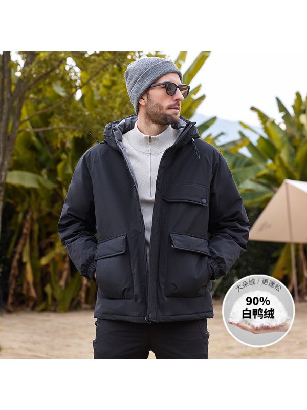 羽绒服男士冬季新款时尚大口袋连帽防寒加厚保暖时尚潮流外套男装