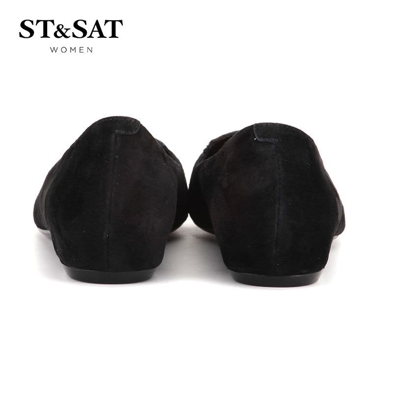 星期六ST&SAT专柜同款单鞋女绒面羊皮约会尖头低跟休闲SS61115757图片
