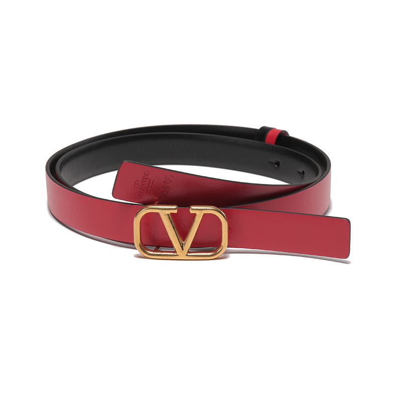 华伦天奴 VALENTINO 女士皮革VLOGO SIGNATURE不可裁剪复古双面使用皮带腰带1W2T0S12ZFR