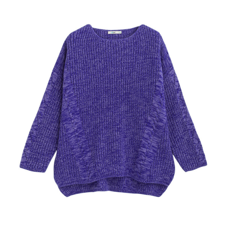 茵曼春装新款圆领复古文艺宽松落肩袖套头毛衣女