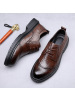男士商务正装皮鞋英伦圆头德比鞋真皮休闲系带男鞋透气新郎婚鞋男