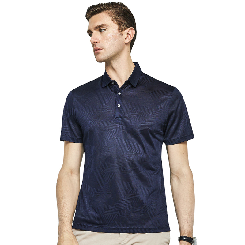 恒源祥男士短袖t恤翻领夏款桑蚕丝体恤纯色polo衫男上衣