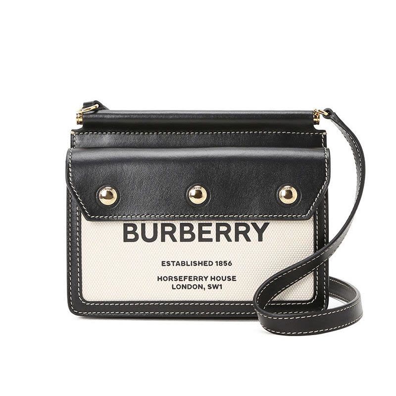 BURBERRY 博柏利 Title 口盖包迷你 字母徽标帆布织物8031901图片