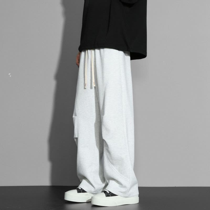 美式垂感阔腿裤宽松男春季新款抗皱弹力时尚大码休闲裤直筒卫裤潮图片