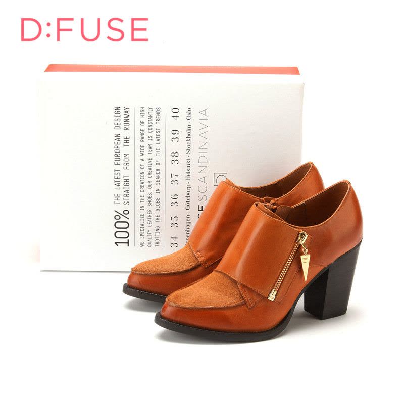 迪芙斯D:FUSE牛皮尖头高跟拉链纯色深口女鞋DF43110033图片