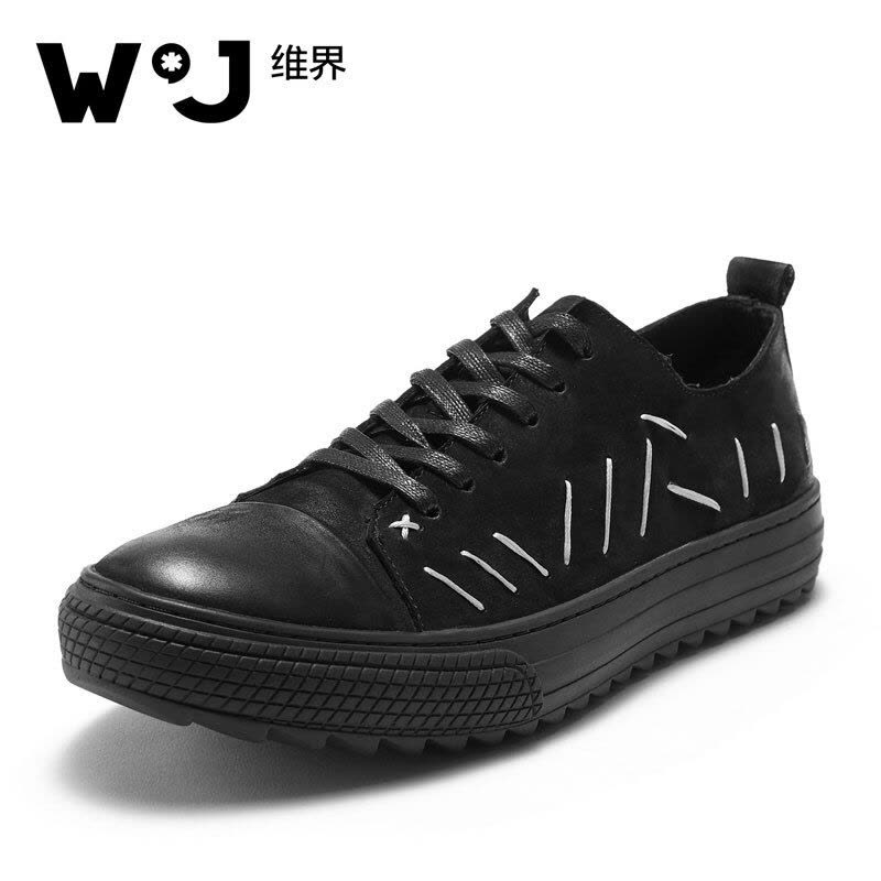 维界新款韩版潮流牛皮板鞋图片