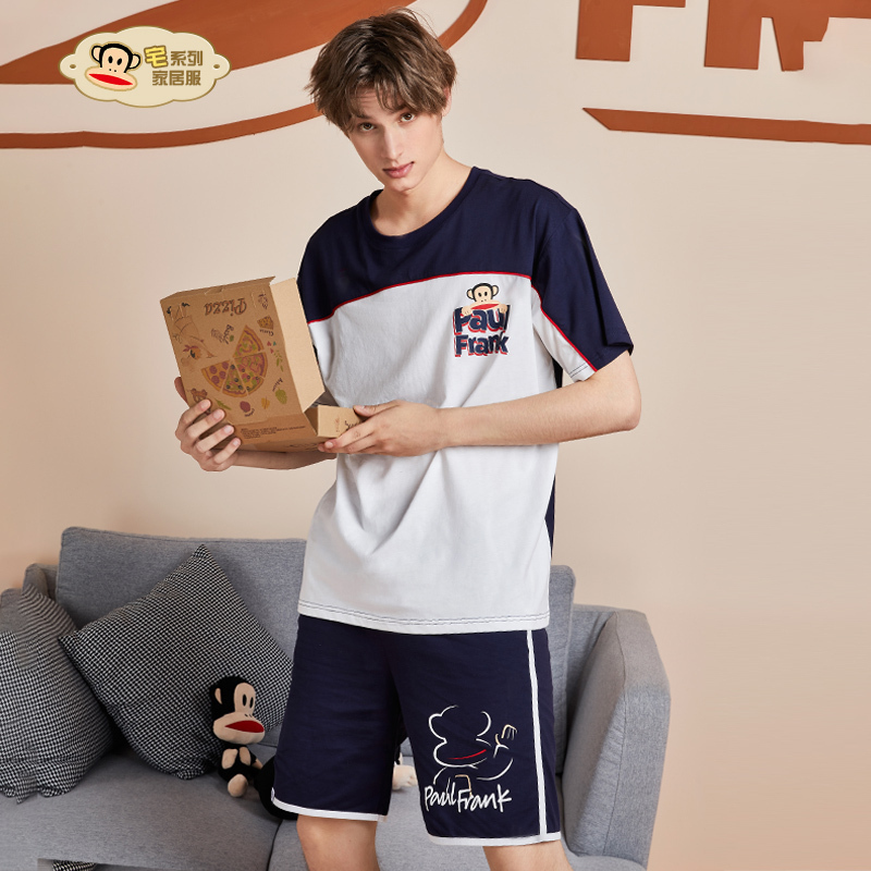 大嘴猴睡衣男纯棉薄款短袖短裤休闲春秋可外穿男士青年家居服套装