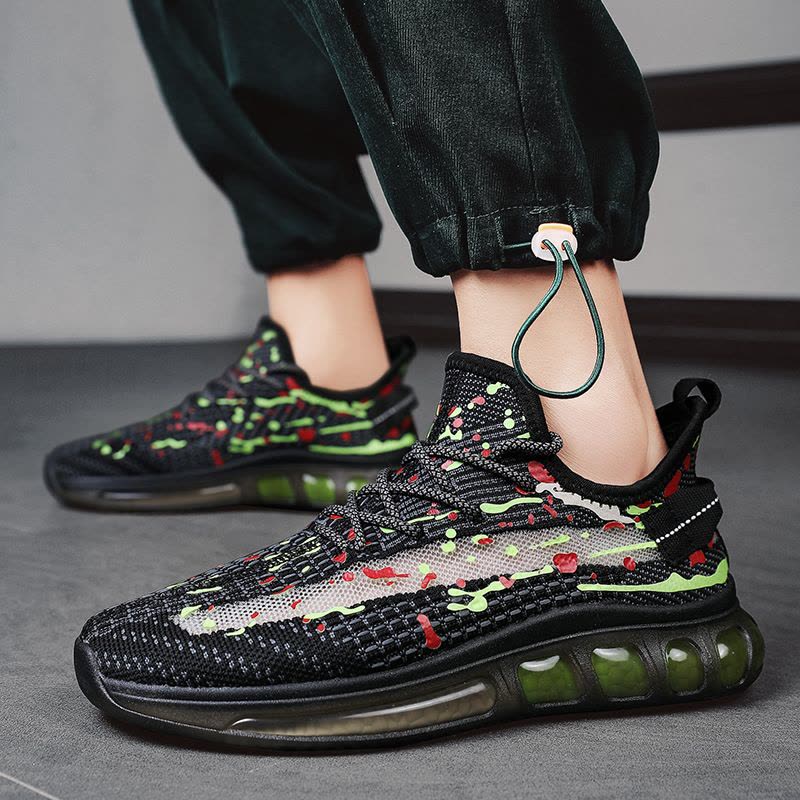 Ceba2022春季新款爆米花飞织椰子鞋潮男彩绘休闲运动鞋网面透气男鞋图片