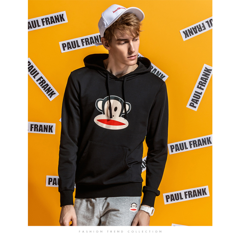 Paul Frank/大嘴猴经典简约男装秋套头抽绳卫衣连帽宽松外套