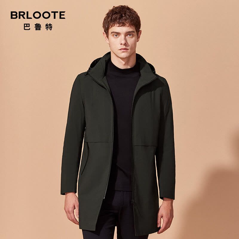 Brloote/巴鲁特棉衣男中长款立领连帽棉服2019冬季休闲外套图片