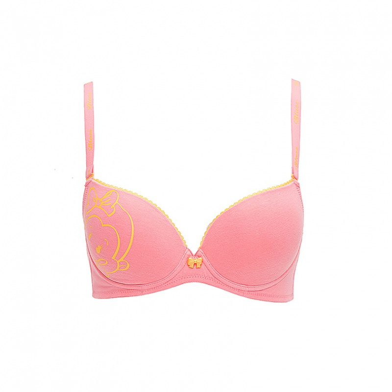 bloss/古今花小胸3/4光面上薄下厚印花聚拢少女文胸罩内衣女0gs58